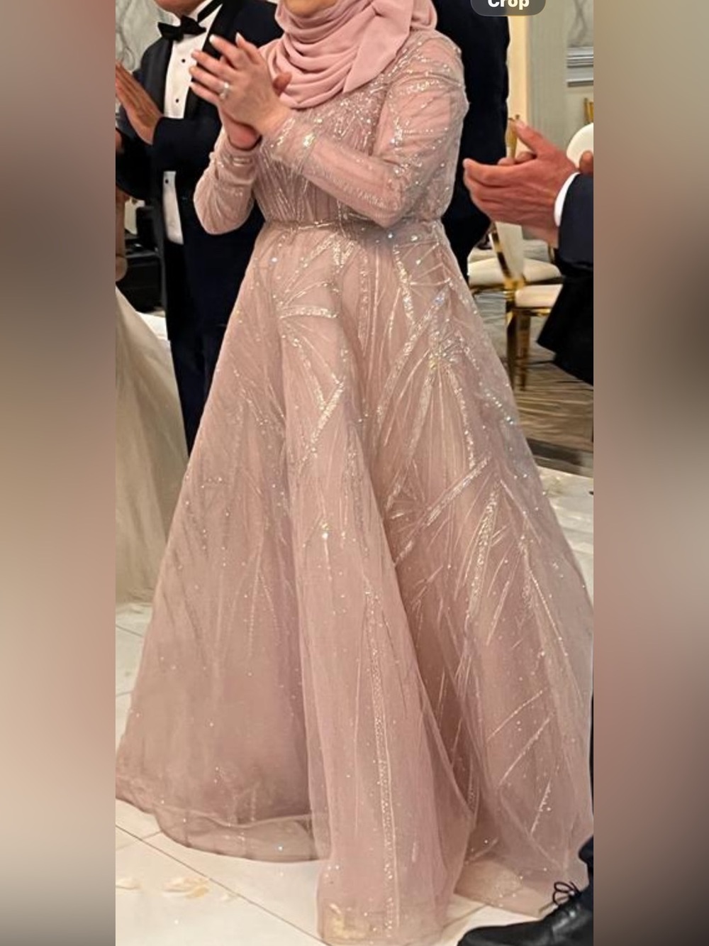 Elegant Women's Blush Rhinestone Gown